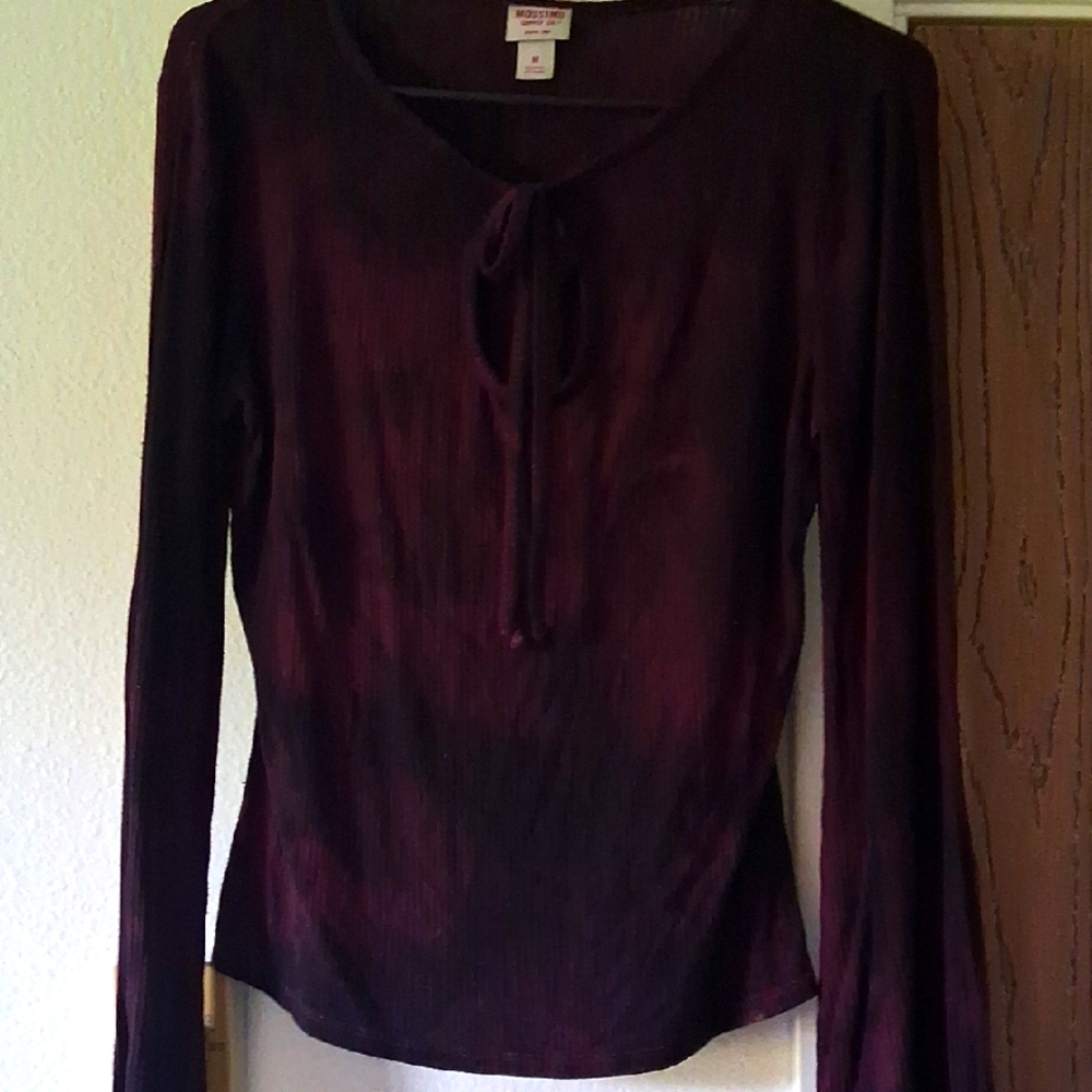 Express Deep Burgundy Blouse with Tie Neck